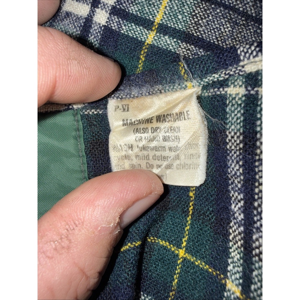 Pendleton VTG 100% Wool Board Shirt Long Sleeve Blue Green Large L Plaid Western - Picture 7 of 16